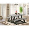 HomeStock 3-Piece Rectangle Natural Oak Finish Solid Wood Top Dining Table with 2-Benches - 2 of 4