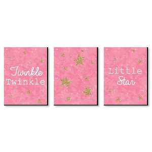 Big Dot of Happiness Pink Twinkle Twinkle Little Star - Baby Girl Nursery Wall Art & Kids Room Decor - Gift Ideas - 7.5 x 10 inches - Set of 3 Prints - 1 of 4