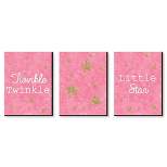Big Dot of Happiness Pink Twinkle Twinkle Little Star - Baby Girl Nursery Wall Art & Kids Room Decor - Gift Ideas - 7.5 x 10 inches - Set of 3 Prints