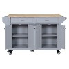 PAGED Kitchen Island with Rubber Wood Countertop, Kitchen Cart on 5 Wheels with Storage Cabinet and 2 Top Drawers for Kitchen - 4 of 4