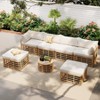 Whisen All-Weather Rattan Sectional Sofa Set with Thick Cushions and Pillows, Freely Combined Conversation Sets - 2 of 4
