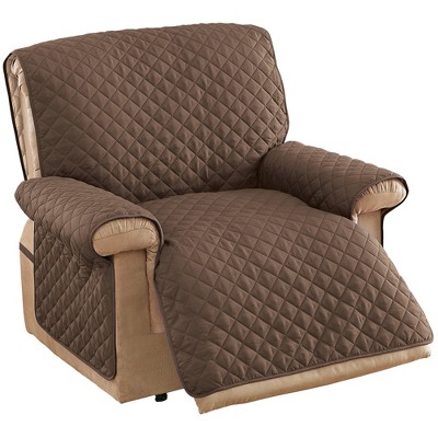 Collections Etc Ultra Reversible Furniture Cover Protector Jumbo Recliner Chocolate/Tan