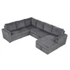 115.6" Oversized Corduroy U-Shaped Modular Sectional Sofa with Storage Chaise Lounge, USB Ports, and Pull-Out Bed - 4 of 4