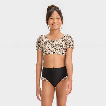 Kids Girls Sunflower Print Swimwear 3 PCS Beach Swim Bikini Crop Tops and  Shorts Bathing Suit for Teen 8-14Y (White, 10 Years)