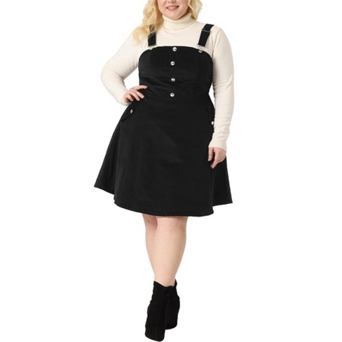 Womens black shop cord pinafore dress