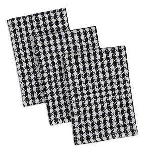 Design Imports  Check Dishtowel & Dishcloth Set 6 Piece, Black, Dt 18X28", Dc 13X13" - 1 of 4