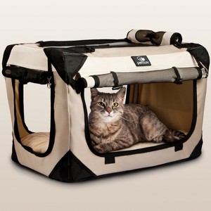 PetLuv Cat & Dog Carrier Foldable Pet Travel Crate, Removable Plush Pillow, Privacy Windows, Locking Zippers, Pocket, Seatbelt Straps - 1 of 4