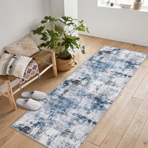 Abstract Machine Washable Rug with Non Slip Backing Ultra-Thin Non Shedding Stain Resistant Indoor Carpet for Living Room Bedroom Dining Room - 1 of 4