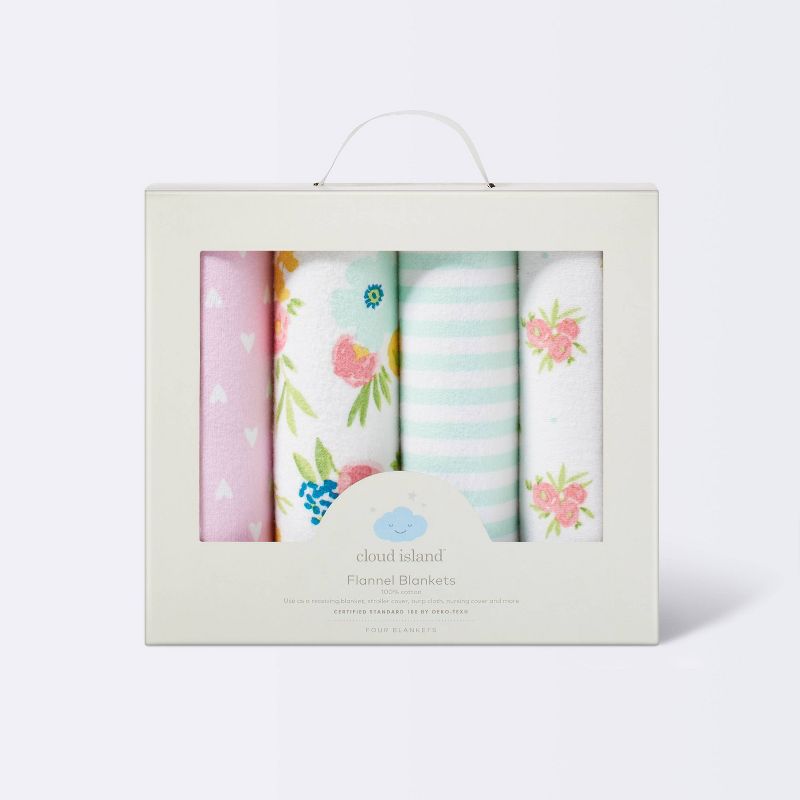 Flannel Baby Blankets Floral Fields 4pk - Cloud Island&#8482;, 4 of 5