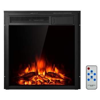 Costway 22.5'' Electric Fireplace Insert Freestanding & Recessed Heater Log Flame Remote