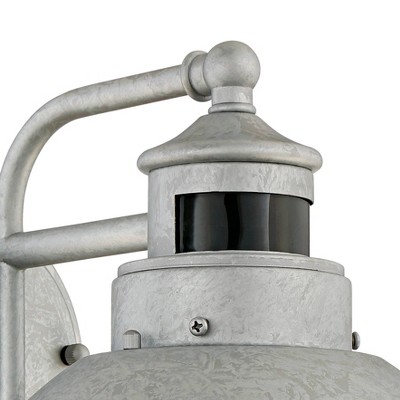 Silver Industrial Steel Outdoor Sconce with Clear Glass Shade