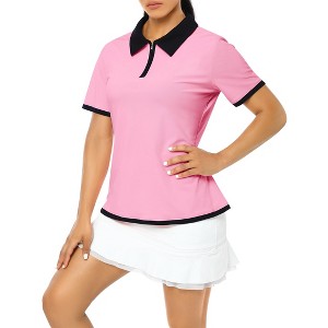 Clearlove Women's Zipper Golf Polo Shirts Short Sleeve Athletic Shirt with Collar Moisture Wicking - 1 of 4