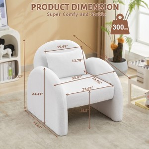 GAOMON Upholstered Armchair for Living Room, Comfy Single Sofa Reading Chairs for Bedroom Office, Mid Century Corner Chair with Arms, White - 1 of 4