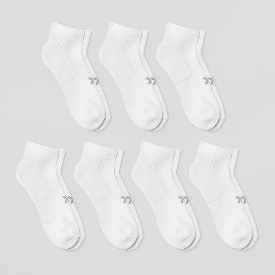 Women's Extended Size Cushioned 6+1 Bonus Pack Athletic Ankle Socks - All In Motion™ White 8-12