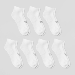 Women's Extended Size Cushioned 6+1 Bonus Pack Athletic Ankle Socks - All In Motion™ White 8-12 - 1 of 3
