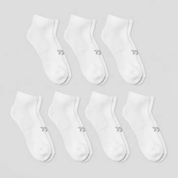 Women's Extended Size Cushioned 6+1 Bonus Pack Ankle Athletic Socks - All in Motion™ White 8-12