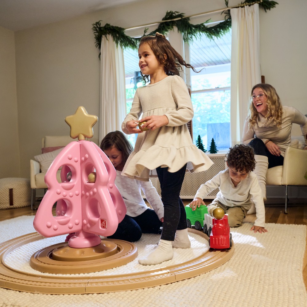 Pink Christmas tree toy for children to decorate