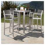 Cape Coral 5pc All-Weather Wicker/Metal Patio Bar Set with 4 Stools - Gray - Christopher Knight Home