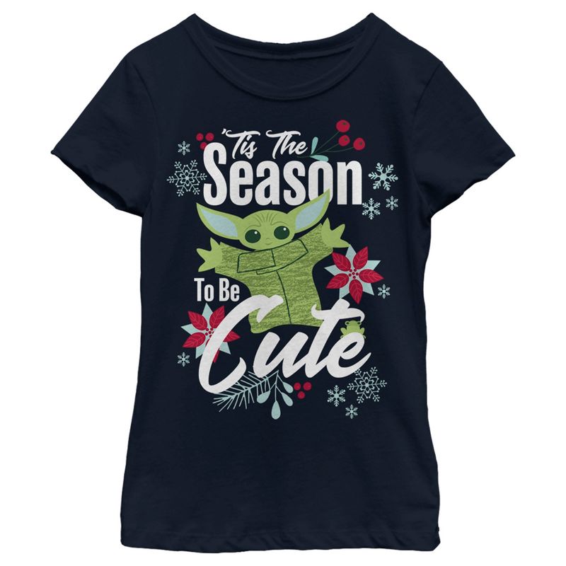 Girl's Star Wars The Mandalorian Christmas The Child Cute Season T-Shirt, 1 of 5