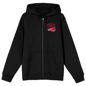 Dr Pepper Strawberries And Cream Adult Black Long Sleeve Zip-Up Hoodie - 1 of 4