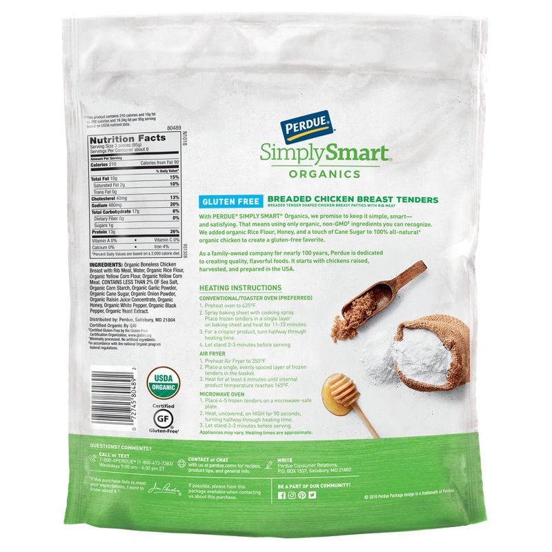 Perdue Simply Smart Organics Gluten Free Breaded Chicken Breast Tenders - Frozen - 22oz, 4 of 6