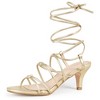 BLISSFUL STEP Women's Knot Decor Lace Up Strappy Heeled Sandals - 3 of 3