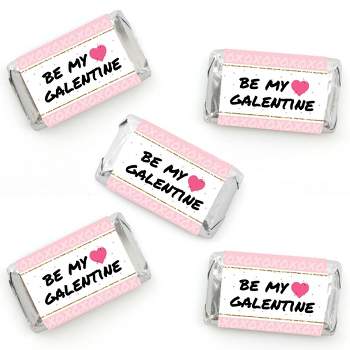 Big Dot of Happiness Be My Galentine - Mini Candy Bar Wrapper Stickers - Galentine’s and Valentine’s Day Party Small Favors - 40 Count