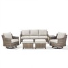 Buenhomino 6 Piece Patio Conversation Sets with Sofa Couch, Rattan Wicker Swivel Chairs with 2 Ottoman, Coffee Table & Cushions, Outdoor Furniture Set - 2 of 4