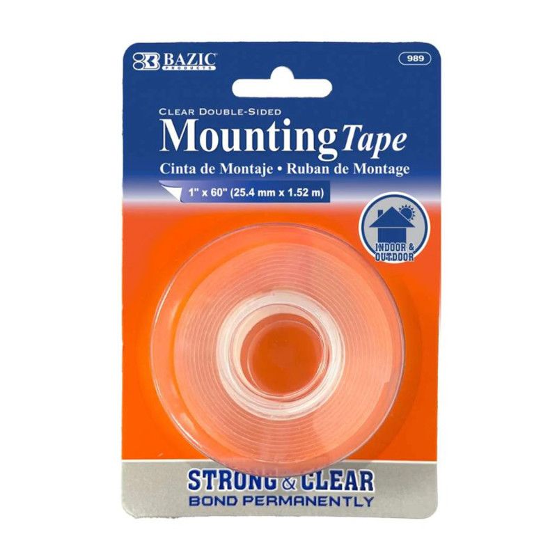 Bazic Products Double Sided Clear Mounting Tape, 1" x 60", 1 of 2