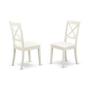HomeStock 2 Coastal Cottage X-Back Chair for Dining Room -  White, Faux Leather Seat - 1 of 3
