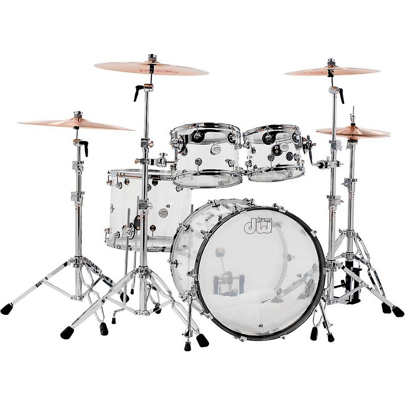 DW Design Series Acrylic 4-Piece Shell Pack With Chrome Hardware Clear, 1 of 2