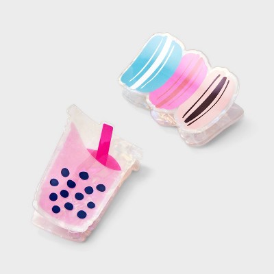 Girls' 2pk Bubble Tea and Macaroon Claw Clip Set - art class™ Pink: Hair Styling, Fashion, Securing Hair, All Hair Types