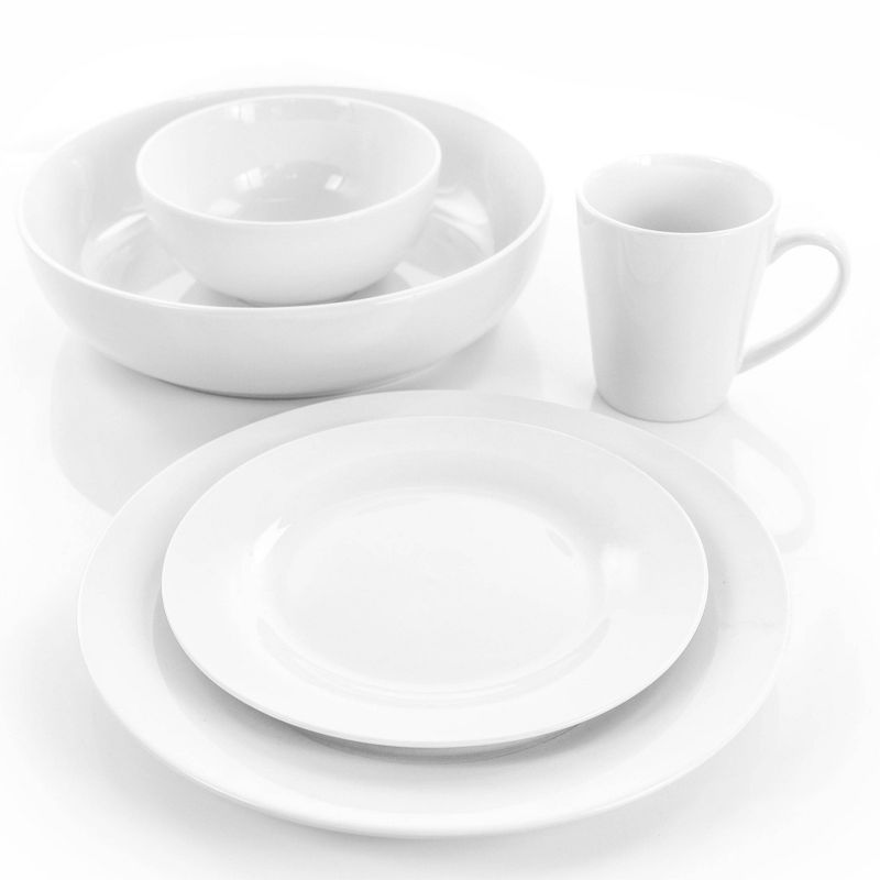 18pc Porcelain Carey Round Dinnerware Set White - Elama, 2 of 10