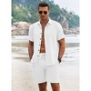COOFANDY Men's Summer Beach Outfits 2 Piece Short Sleeve Shirts and Shorts Vacation Texture Linen Sets for Men - 4 of 4