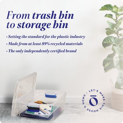 Clear Plastic Stackable Lidded Storage Boxes, 31 Quart, 4 Pack