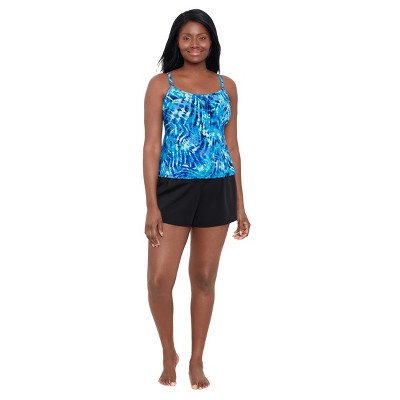 Women's Trimshaper Farrah Swim Romper - 16 - Black Multi : Target