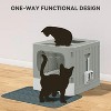 LunaLulinlk green Large enclosed cat litter box with mat and litter scoop, front entry top exit door - 4 of 4