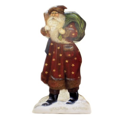 Christmas 20.0" Victorian Santa & Green Bag Dummy Board Lowe Vintage  -  Decorative Figurines