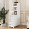 Vynxaria Decorative Storage Drawers - White End Table with 3 Drawers and Adjustable Shelves - 2 of 4