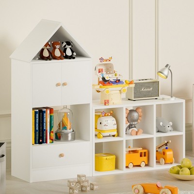 Vynxaria Children's Bookshelf: House-Shaped Design, Multi-Functional Storage for Books & Toys, Durable & Safe Organizer for Playroom or Bedroom