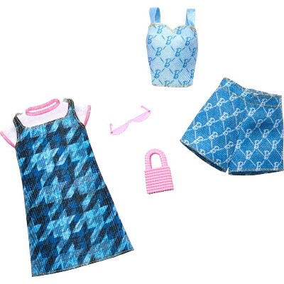 Barbie Fashions 2-Pack Clothing Set, 2 Denim Outfits & 2 Accessories