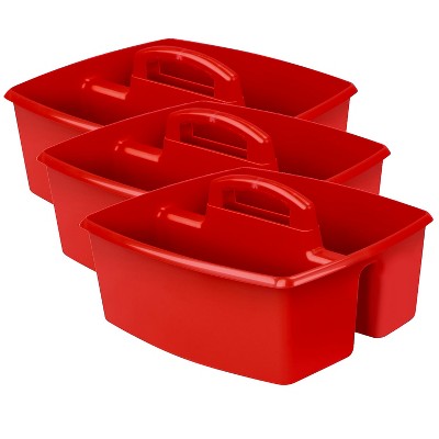 Storex Plastic Large Caddy 13" x 11" x 6.375" Red Pack of 3 (STX00954U06C-3) 