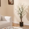 Tangkula 2PCS 47" Artificial Winter Sweet Tree Faux Plum Blossom Plant w/ White Fabric Flower - 4 of 4
