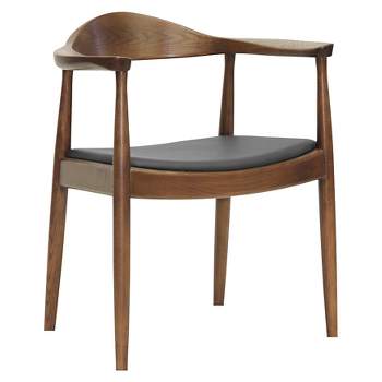 Embick Mid-Century Modern Dining Chair - Brown - Baxton Studio: Walnut Finish, Faux Leather Seat, Fully Assembled