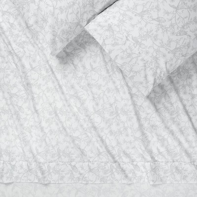 Twin Blue Botanical Print Microfiber Sheet Set