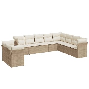 vidaXL Garden Sofa Set Beige, Cream white - 1 of 4