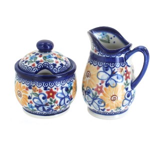 Blue Rose Polish Pottery 1583 Vena Cream & Sugar Set - 1 of 1