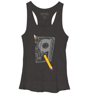 Women's Design By Humans Old School Pencil Rewind By clingcling Racerback Tank Top - 1 of 2