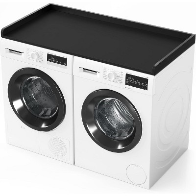 Washer Dryer Countertop, 54" x 27.5" Wood Shelf Topper with Edge, Laundry Cover Guard Organizer for Hamper & Storage-Black