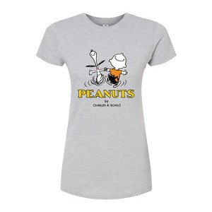 Women's - Peanuts - Charlie Snoopy Dancing Fitted Graphic T-Shirt - 1 of 3